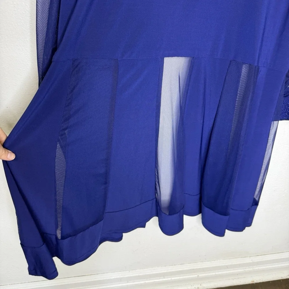 New‎ R And M Richard's Royal Blue Sheer 3/4 Sleeve Jacket And Dress Womens 1X
